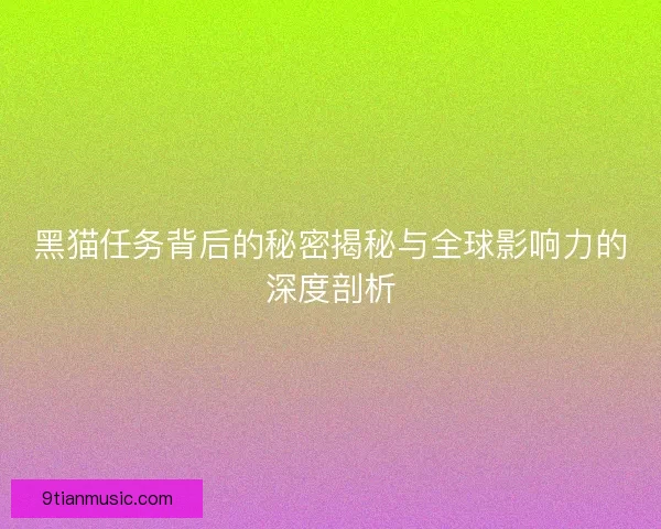 黑猫任务背后的秘密揭秘与全球影响力的深度剖析