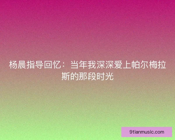 杨晨指导回忆:当年我深深爱上帕尔梅拉斯的那段时光 杨晨指导回忆:当年我深深爱上帕尔梅拉斯的那段时光